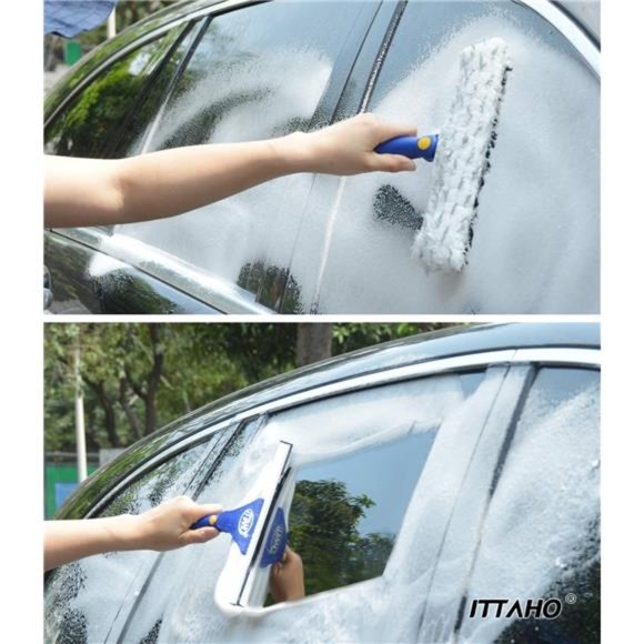 Squeegee for Window Cleaning,12"Squeegee and 11"Microfiber Scrubber Combi - Picture 4 of 6